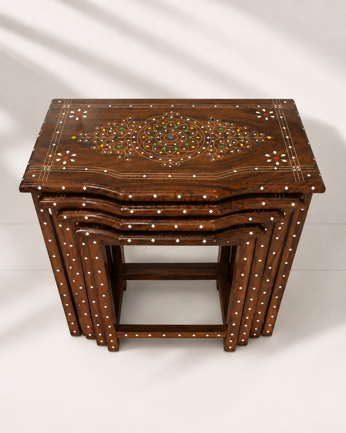 Luxury 4 Piece Sheesham Wood Coffee Table Set